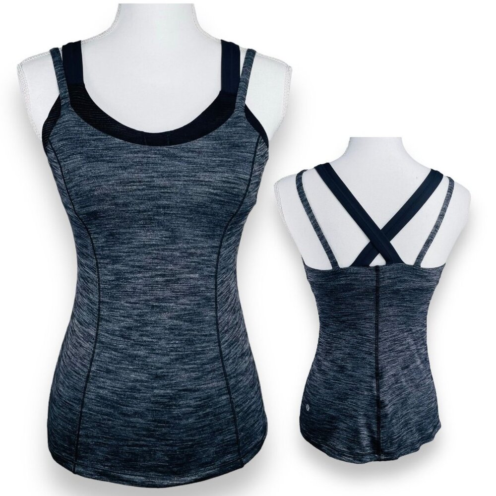 LULULEMON Run for the Gold Built in Bra Womens Gray Athletic Workout Tank Top 2